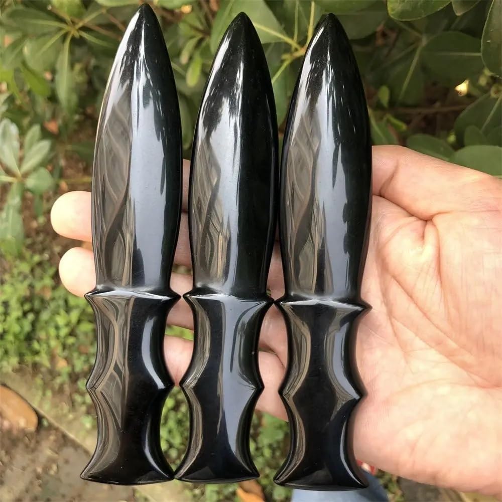 Amazon.co.jp: 結晶 天然黒曜石ナイフクリスタル保護石彫刻短剣鉱物